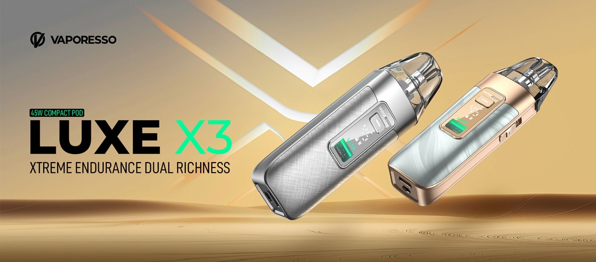 Pod Luxe X3 Vaporesso 2600mAh, 45W, airflow réglable 1 Kit Vaporesso Luxe X3 - visuel officiel de présentation