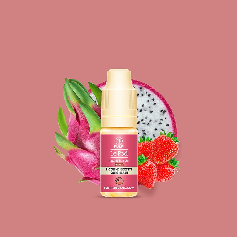 e-liquide Licorne Recette Originale 10 ml Le Pod Liquide by Pulp fraise fruit du dragon sels de nicotine
