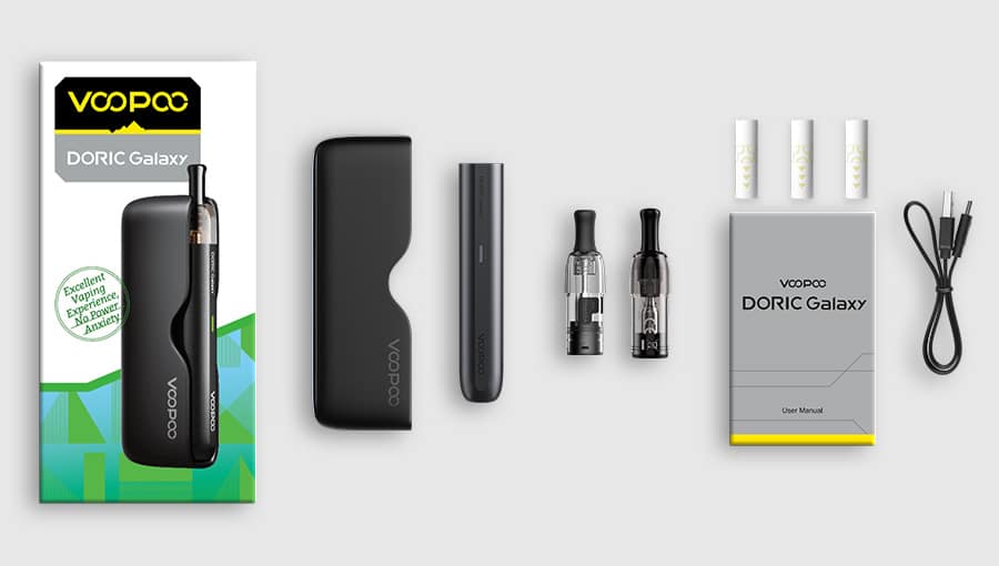 Kit Doric Galaxy Voopoo - Pod 500mAh Powerbank 1800mAh 2 Contenu du Kit de la Doric Galaxy de VOOPOO