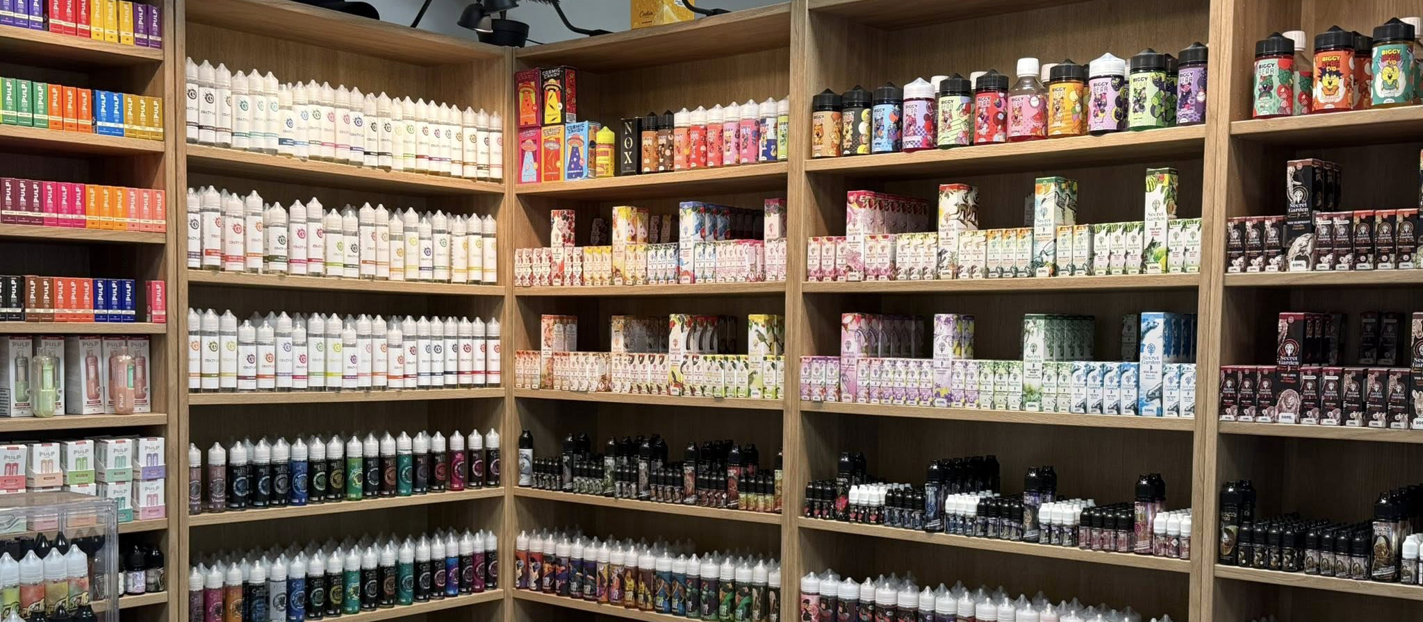 Les rayons e-liquides de la boutique Site de Vape